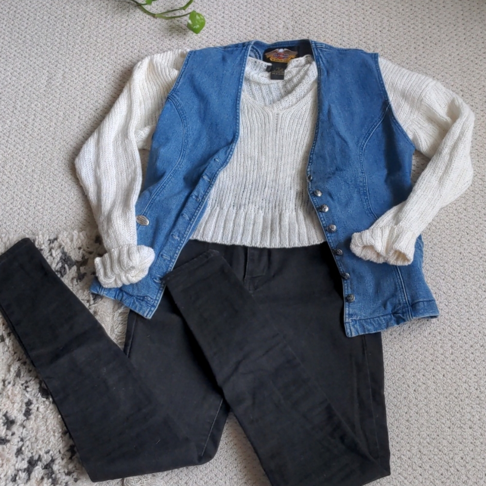 Vintage Harley Davidson Denim Vest